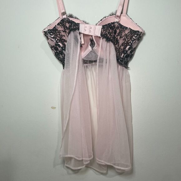 NWT 34C Victoria's Secret Pink Sheer‎ Open Back Flowy Black Lace Bra Top Sexy - Picture 4 of 7